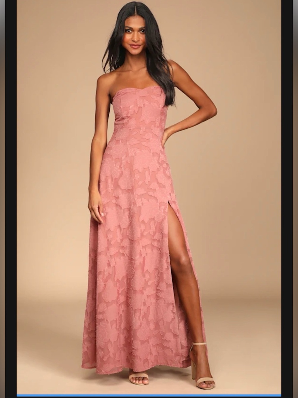 Lulus Garden of Romance Rusty Rose strapless dress S